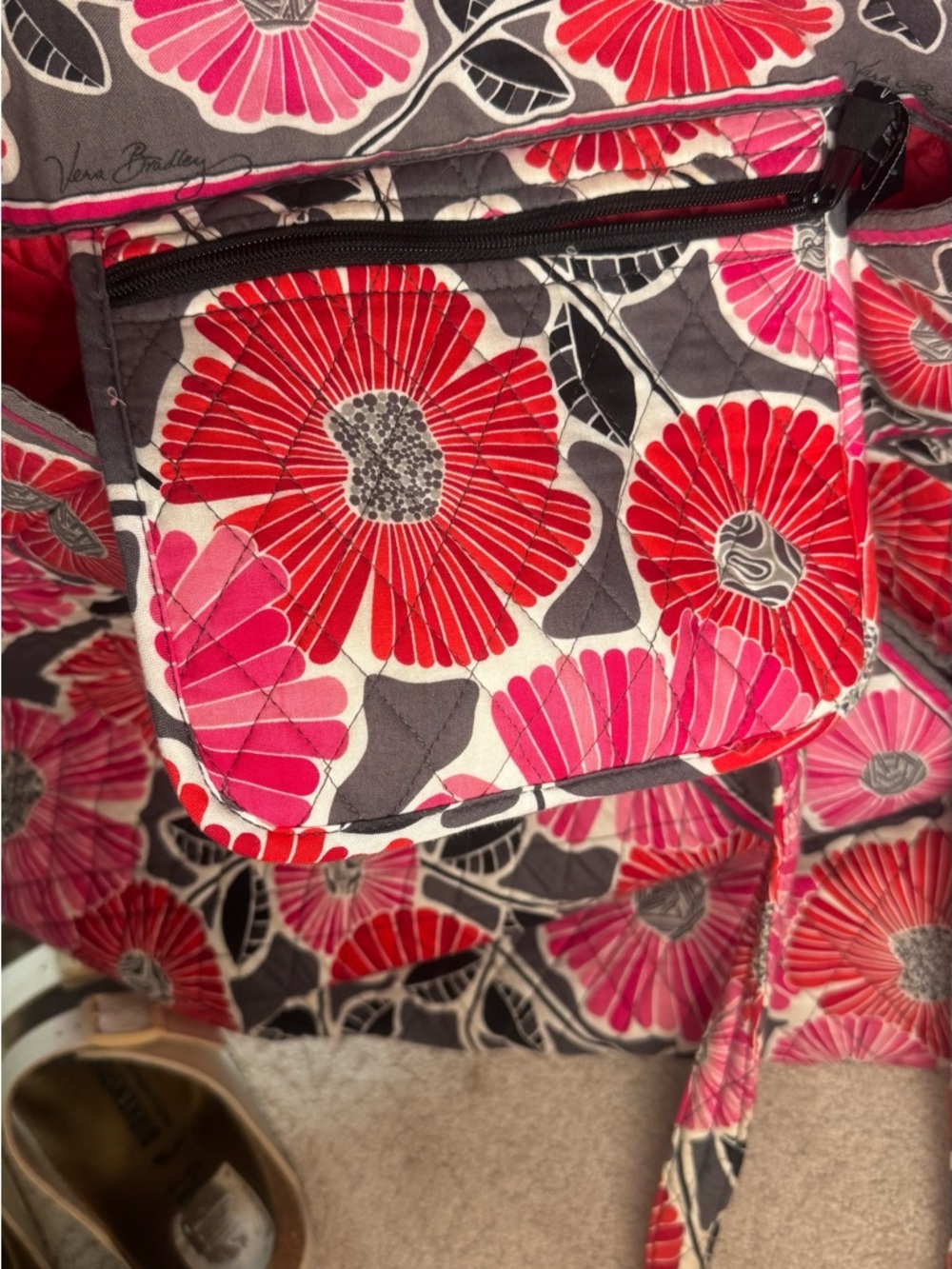 Vera Bradley retired Cherry Blossoms Quilted Overnight Bag - Picture 5 of 7